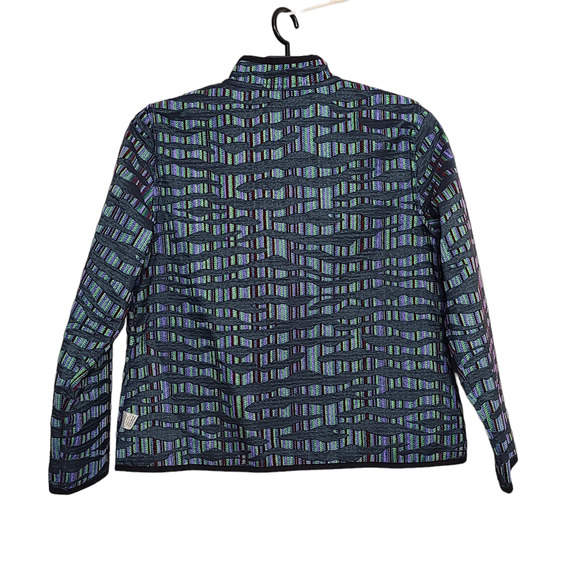 Trimdin Womens Jacket Size XL Tapestry Reversible Blazer Purple Green Black - Picture 3 of 8